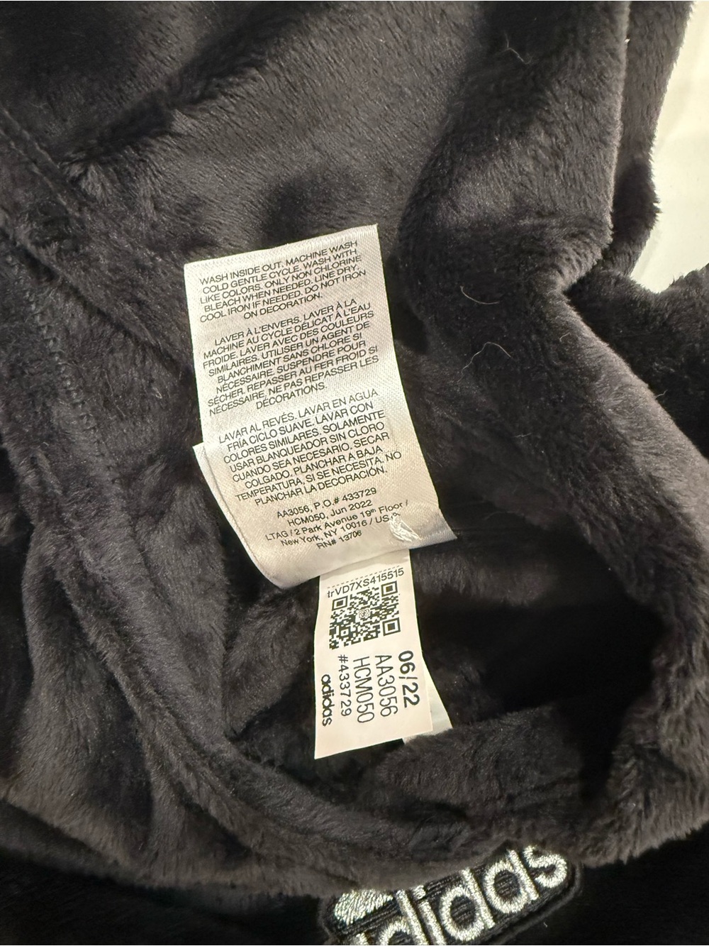 Adidas Kids Black Plush Fleece Hoodie Pullover - Picture 7 of 7